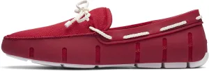 SWIMS Mens Loafers, Braided Lace Shoes for Men, Casual Beach Loafer, Comfortable Summer Shoe, Stylish Lightweight Walking Footwear, (Signal Red/White,7)