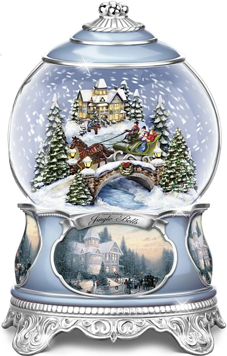 The Bradford Exchange Jingle Bells Christmas Musical Snowglobe Chistmas Decoration by Thomas Kinkade 5.25 Inches