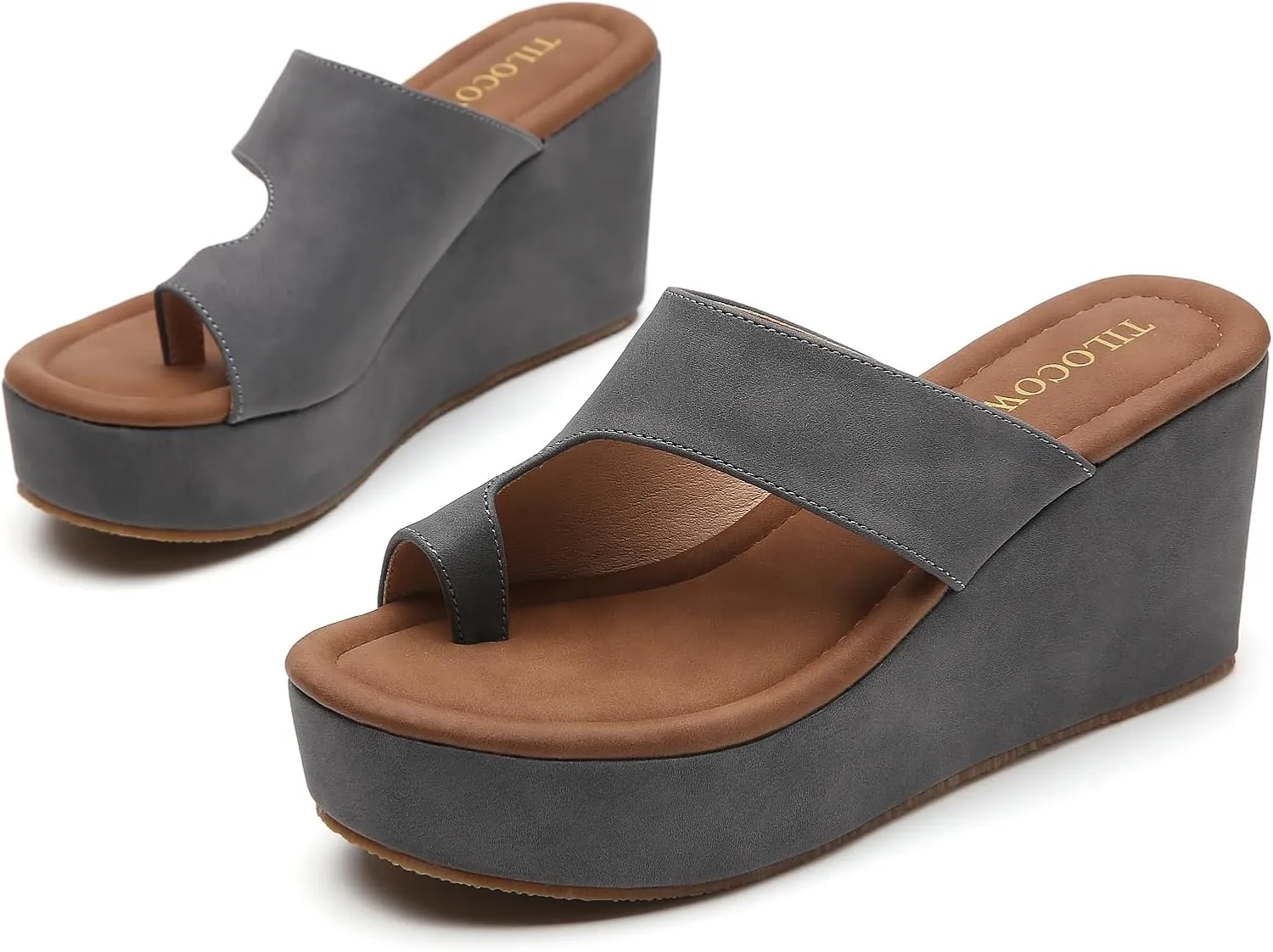 Tilocow Wedge Bunion Sandals for Women Platform Slipper High Heel Wedge Flip-Flop Light Weight Ladies Shoes