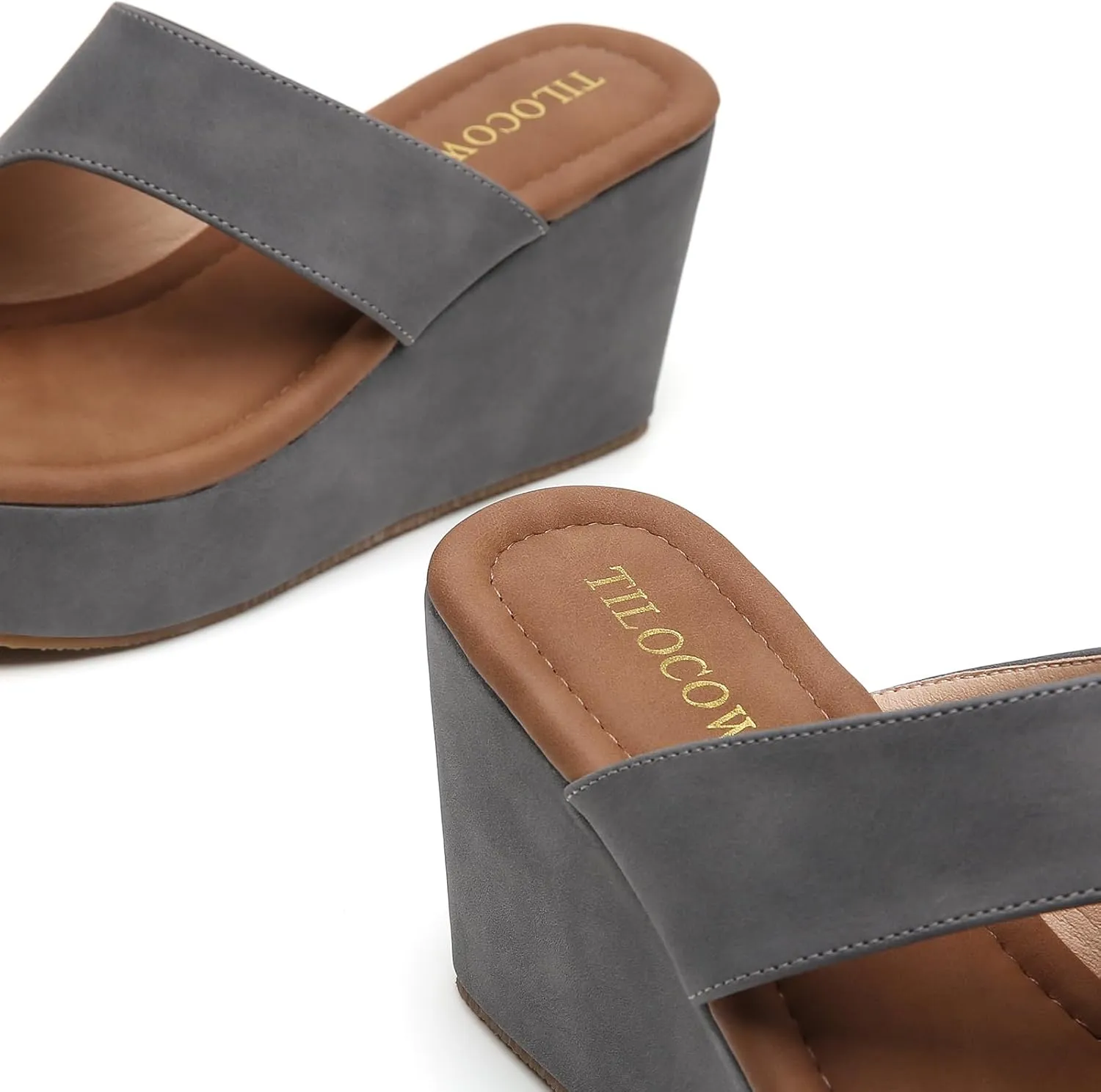 Tilocow Wedge Bunion Sandals for Women Platform Slipper High Heel Wedge Flip-Flop Light Weight Ladies Shoes