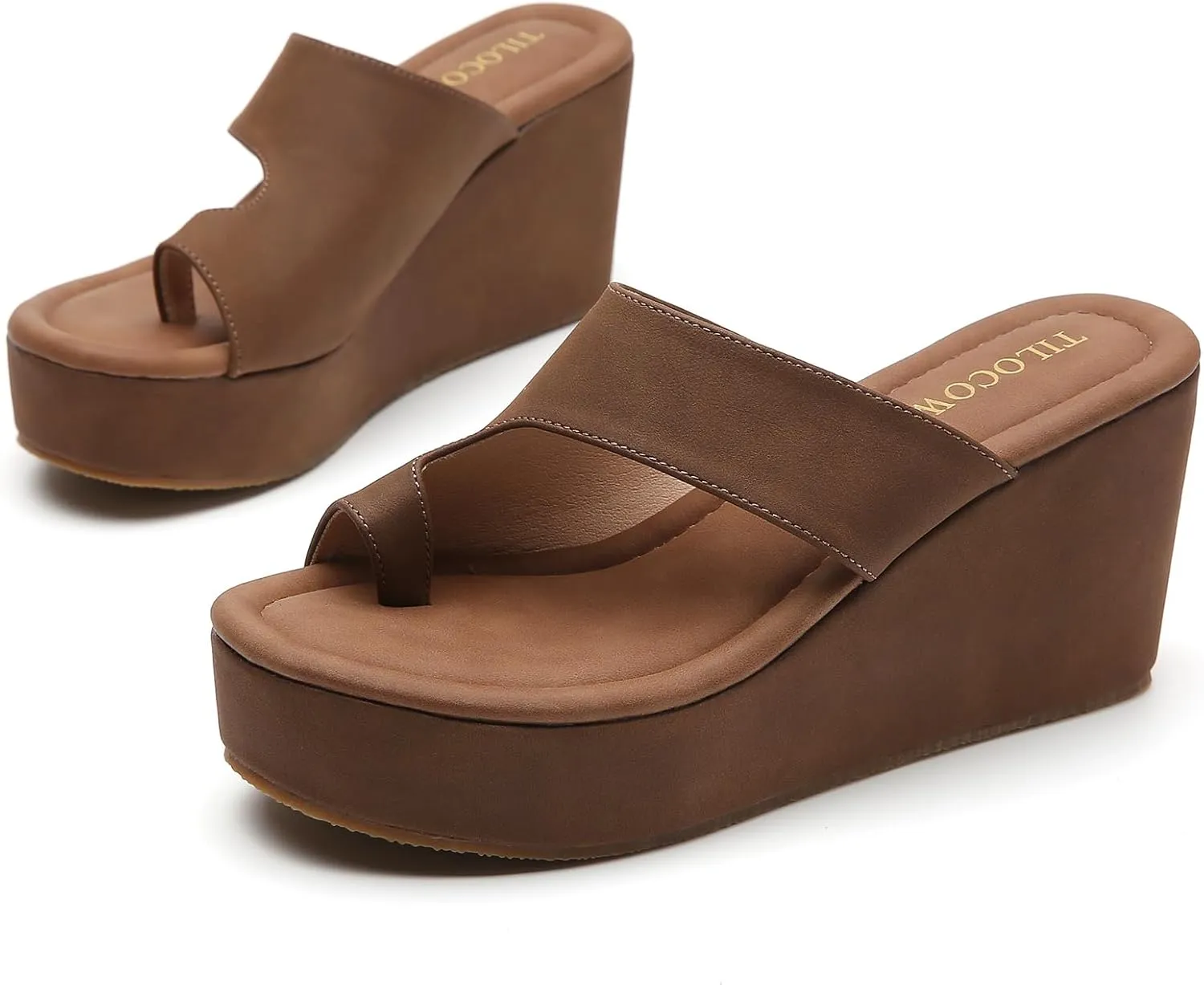 Tilocow Wedge Bunion Sandals for Women Platform Slipper High Heel Wedge Flip-Flop Light Weight Ladies Shoes