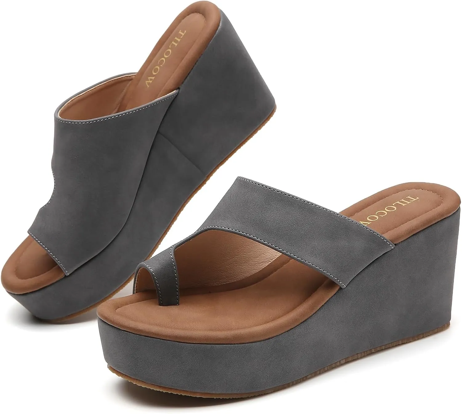 Tilocow Wedge Bunion Sandals for Women Platform Slipper High Heel Wedge Flip-Flop Light Weight Ladies Shoes