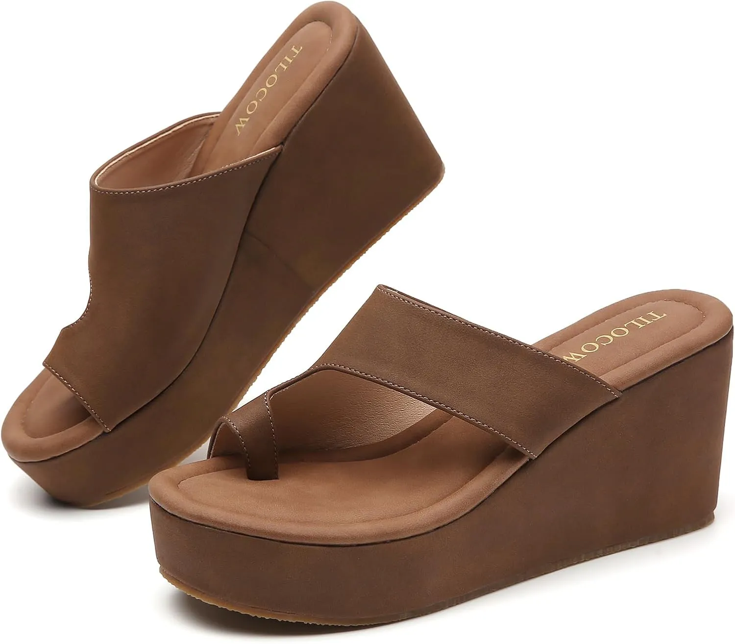 Tilocow Wedge Bunion Sandals for Women Platform Slipper High Heel Wedge Flip-Flop Light Weight Ladies Shoes