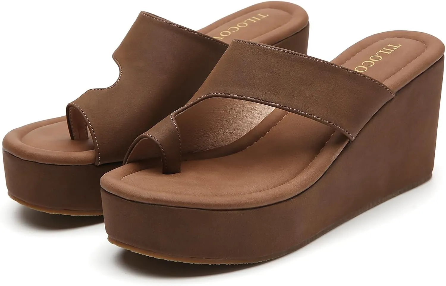 Tilocow Wedge Bunion Sandals for Women Platform Slipper High Heel Wedge Flip-Flop Light Weight Ladies Shoes
