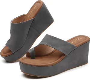 Tilocow Wedge Bunion Sandals for Women Platform Slipper High Heel Wedge Flip-Flop Light Weight Ladies Shoes
