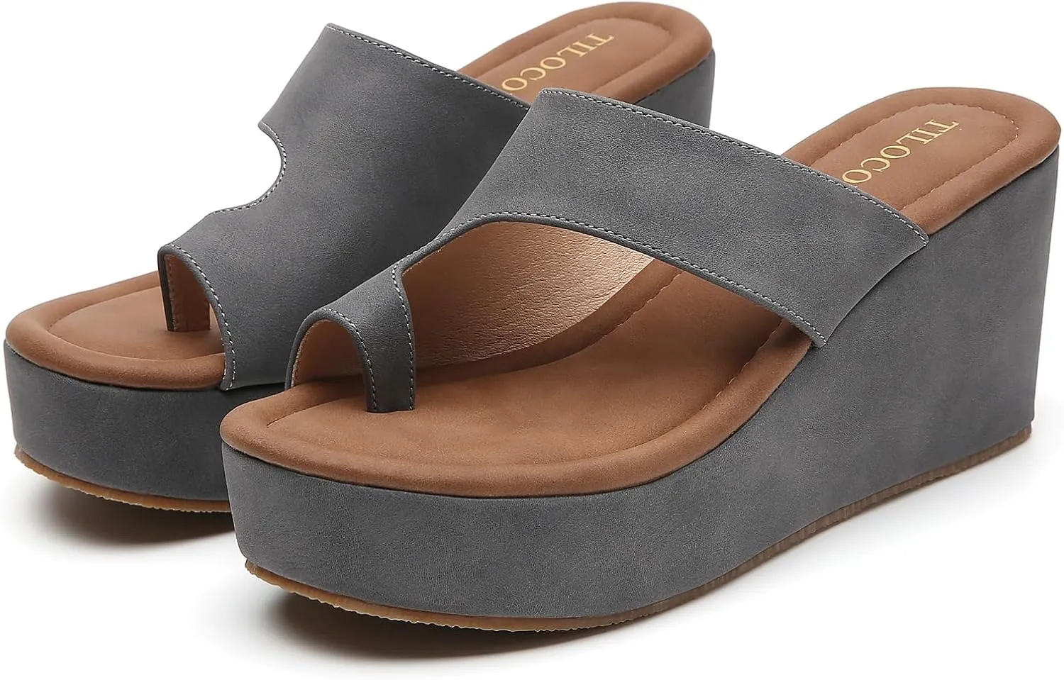 Tilocow Wedge Bunion Sandals for Women Platform Slipper High Heel Wedge Flip-Flop Light Weight Ladies Shoes