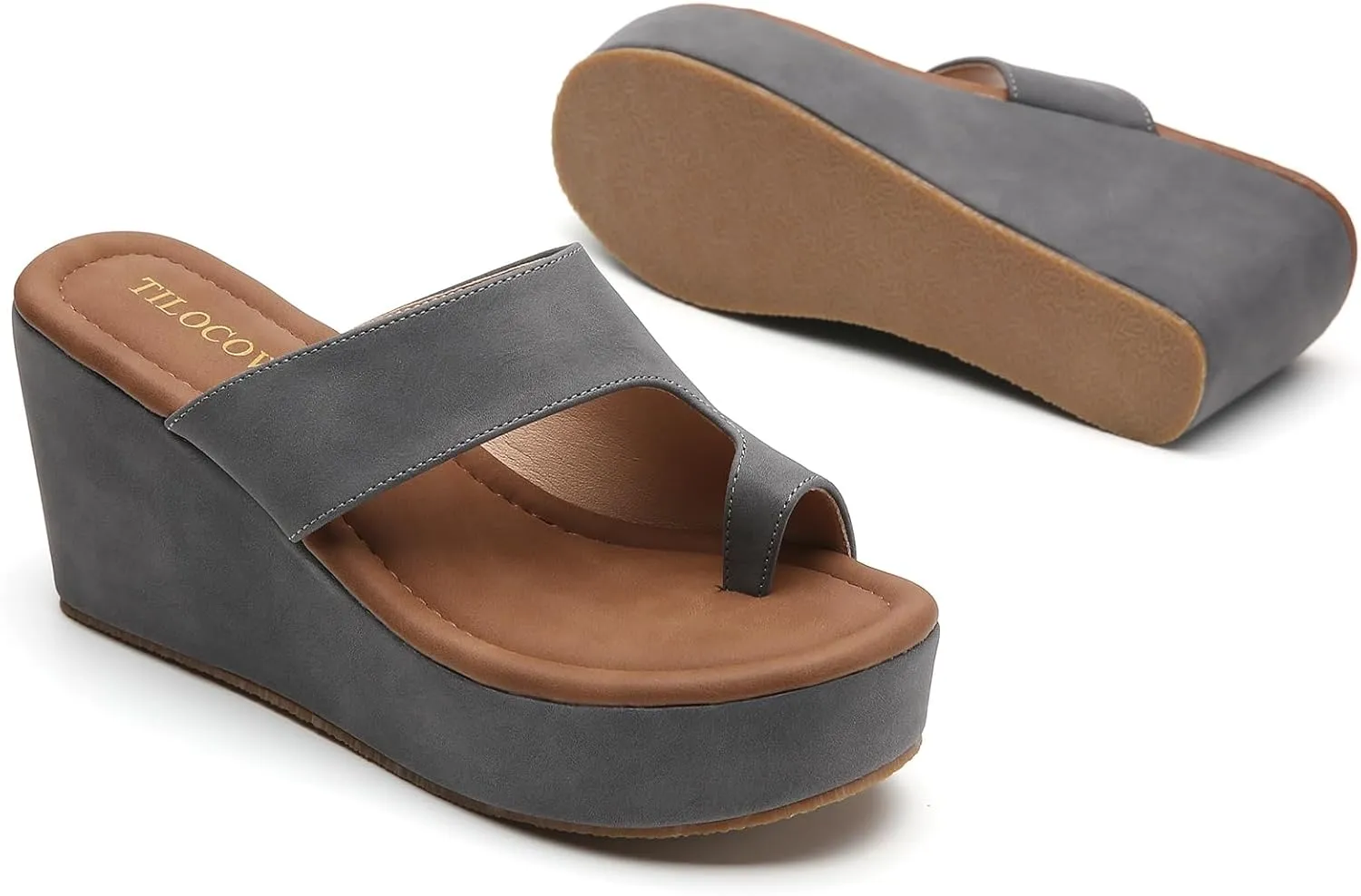 Tilocow Wedge Bunion Sandals for Women Platform Slipper High Heel Wedge Flip-Flop Light Weight Ladies Shoes