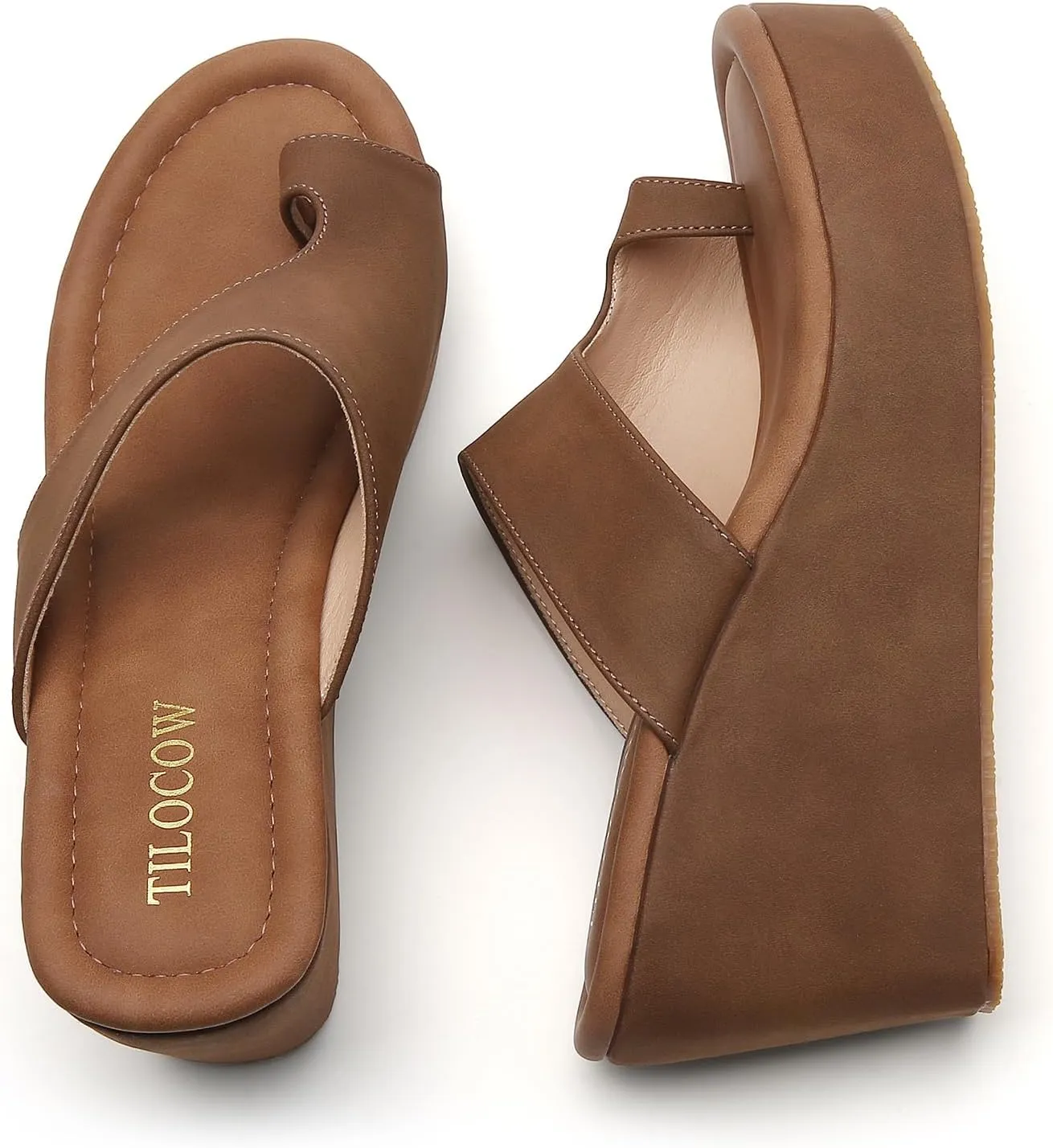 Tilocow Wedge Bunion Sandals for Women Platform Slipper High Heel Wedge Flip-Flop Light Weight Ladies Shoes