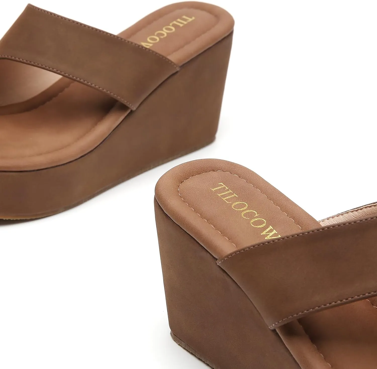 Tilocow Wedge Bunion Sandals for Women Platform Slipper High Heel Wedge Flip-Flop Light Weight Ladies Shoes
