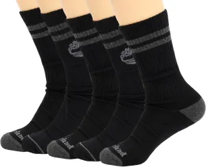 Timberland Cushioned Performance Work Athletic Crew Length 5 Pair Pack Socks for Men with Arch Support Shoe Size 9-12