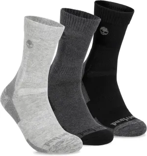 Timberland Men's Hiking, Wool, Winter, Cushioned Crew Socks with Arch Support (Size 7-12, Multiple Colors 3 Pairs)