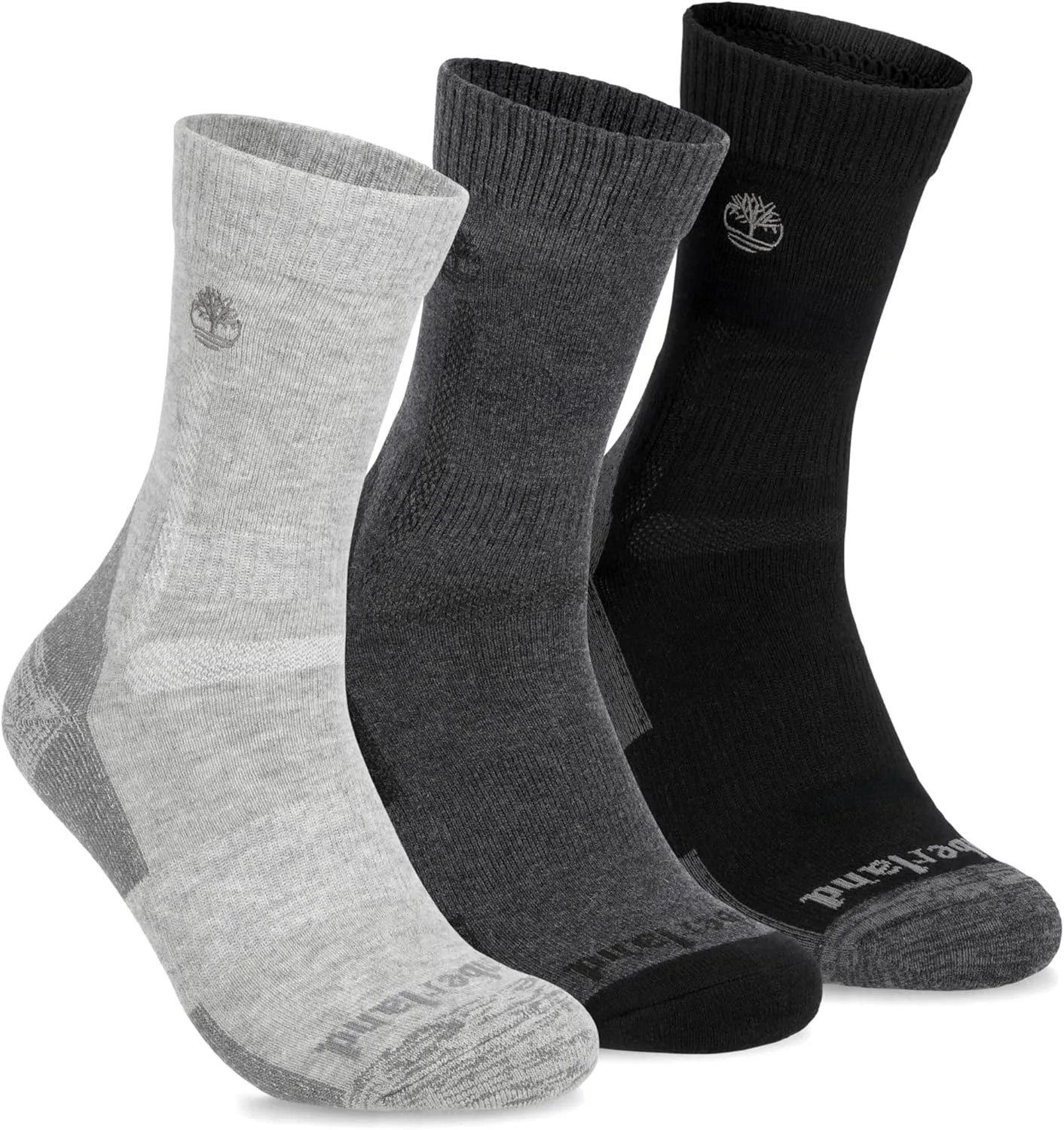 Timberland Men's Hiking, Wool, Winter, Cushioned Crew Socks with Arch Support (Size 7-12, Multiple Colors 3 Pairs)