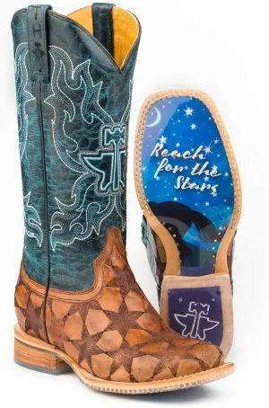 Tin Haul Women's Wish Upon A Star Western Boot Broad Square Toe - 14-021-0077-1395 TA 8 M US Tan