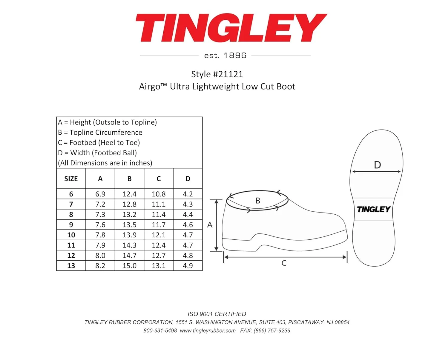 Tingley Airgo 21121 Ultra Lightweight EVA Low Cut Boot with Cleated Outsole, Mens 7 / Womens 9, Black