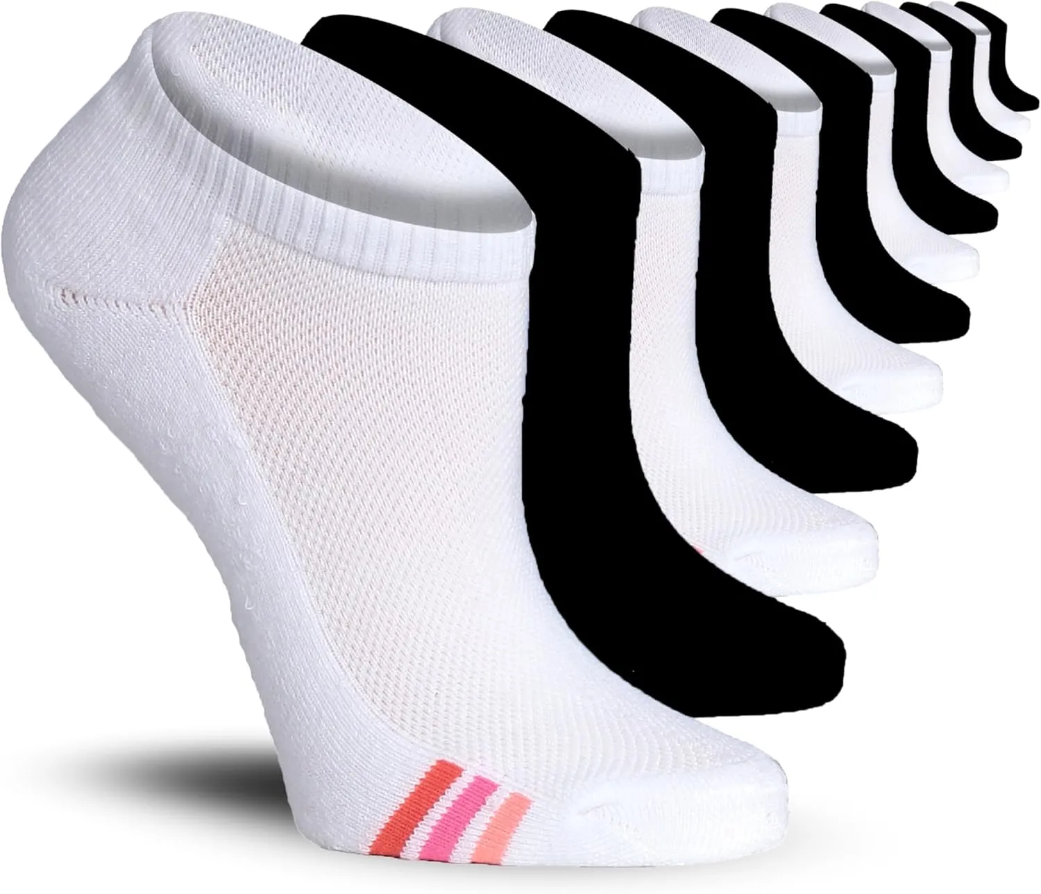 Tipi Toe Women's 12 Pack Athletic Cushioned Comfort Running Ankle Socks Available In Sizes 6-11