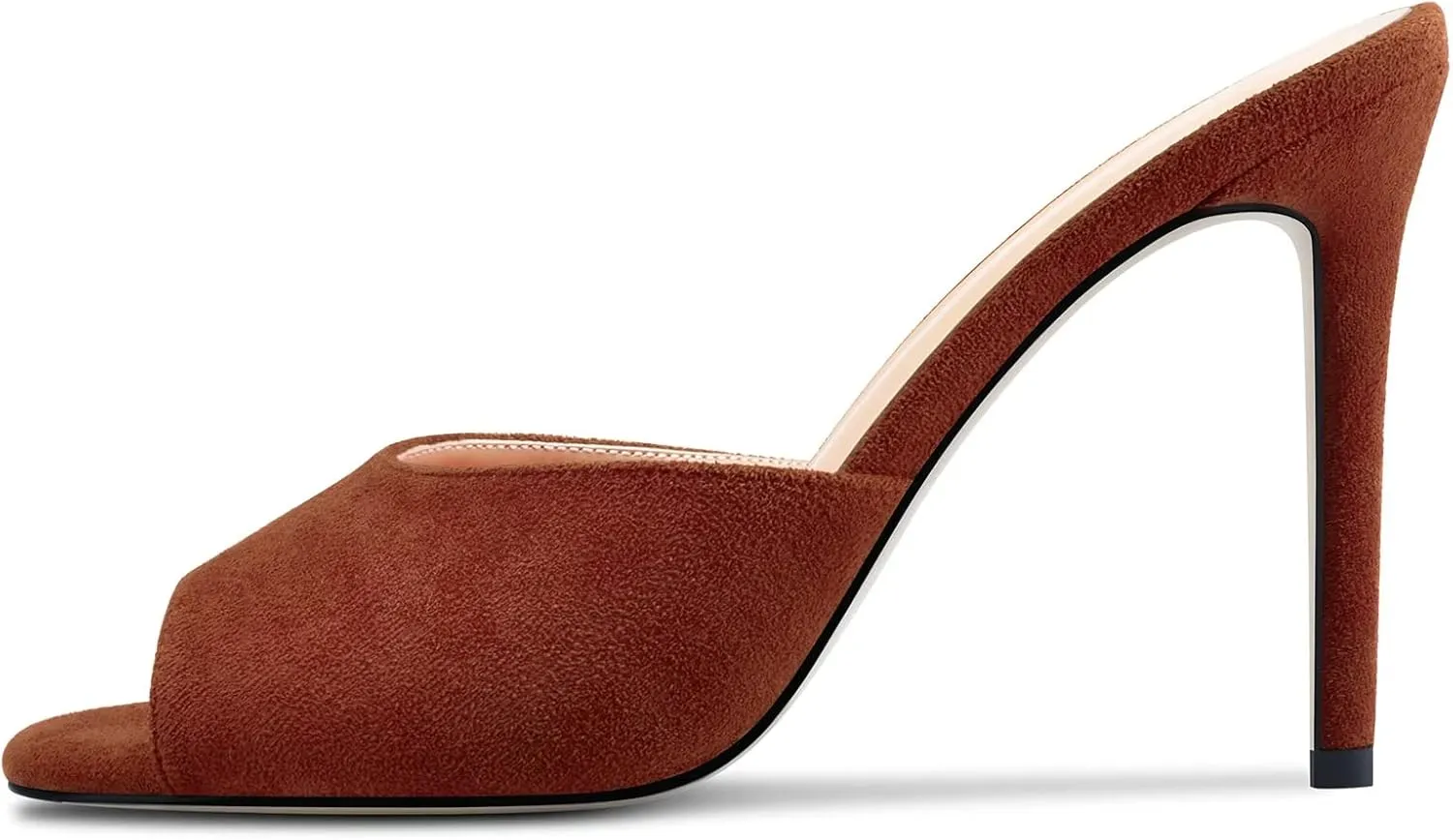 TNYNFBEB Women Stiletto High Heel Peep Open Toe Sandals Slingback Slip-on Wedding Office Cute Basic Classic 3.9 Inches Heels