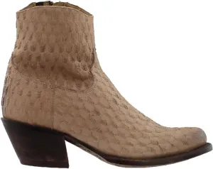 Tony Lama Womens Linen Arrow Round Toe Casual Boots Ankle Mid Heel 2-3" - Brown