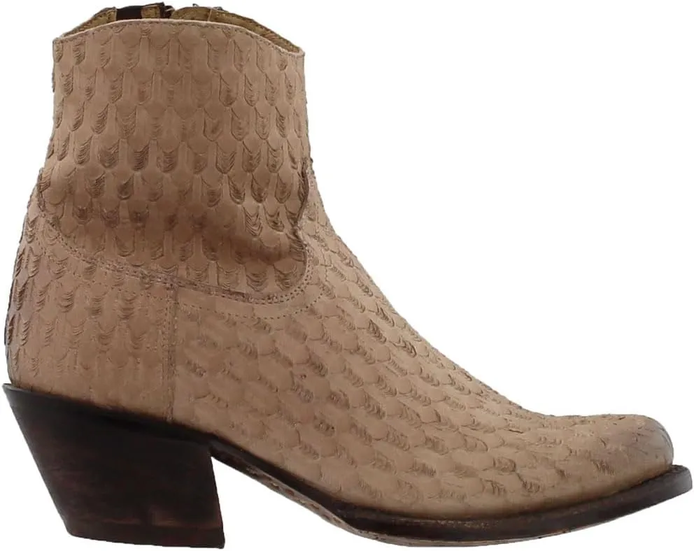 Tony Lama Womens Linen Arrow Round Toe Casual Boots Ankle Mid Heel 2-3" - Brown