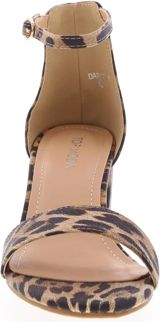 TOP Moda Darcie-1 Ankle Strap Dressy High Heel Sandal, Non-slip Sole, For Wedding, Party, Prom, Evening Wear, or Any Occasion, Sleek Style Block Heel Sandals