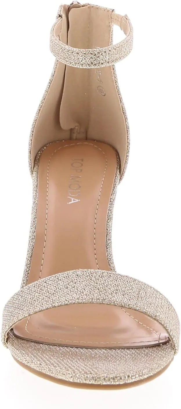 TOP MODA Hannah-1 Ankle Strap Dressy High Heel Sandal, Non-slip Sole, For Wedding, Party, Prom, Evening Wear, or Any Occasion, Sleek Style Block Heel Sandals