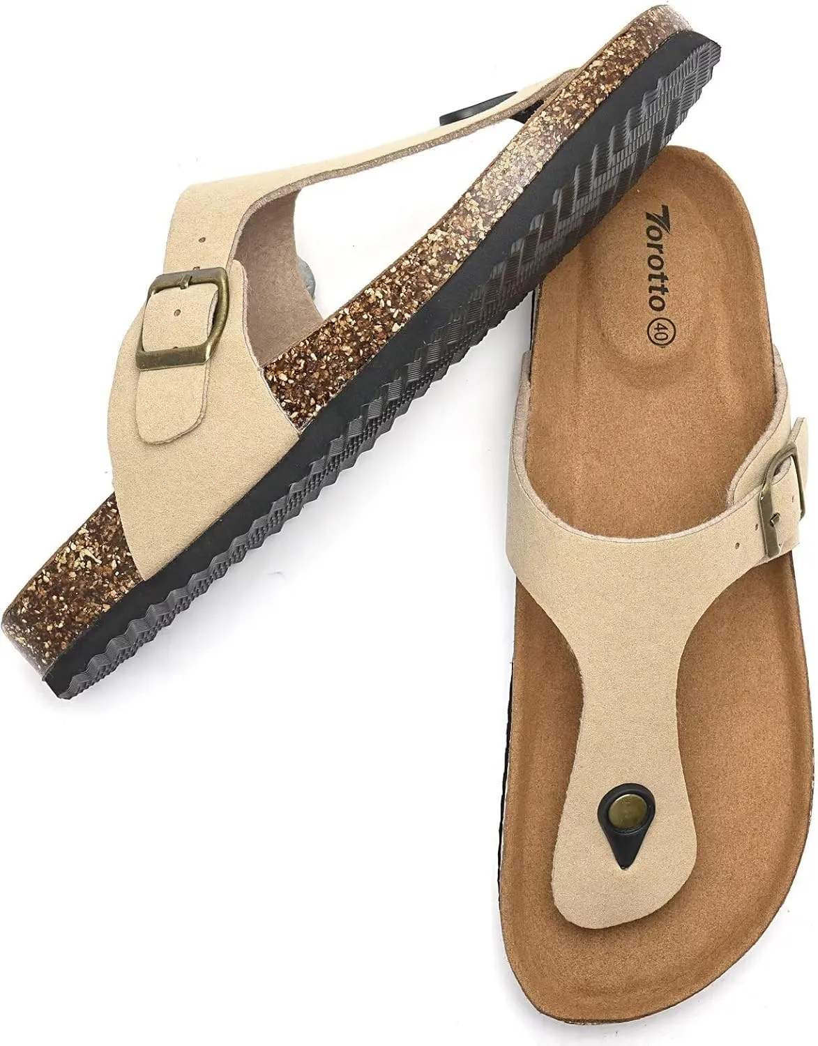 Torotto Mens Womens Flip Flops Thong Sandals with Cork Footbed Open Toe Adjustable Webbing Slides Sandals for Walking | Beach | Indoor