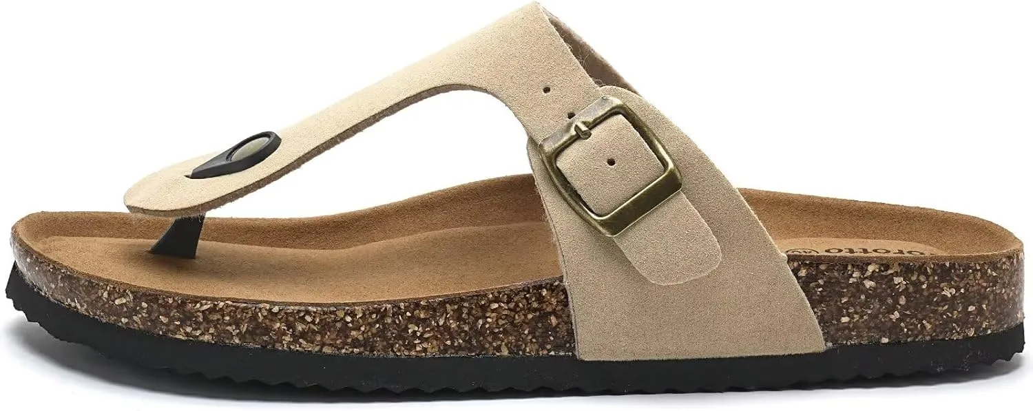 Torotto Mens Womens Flip Flops Thong Sandals with Cork Footbed Open Toe Adjustable Webbing Slides Sandals for Walking | Beach | Indoor