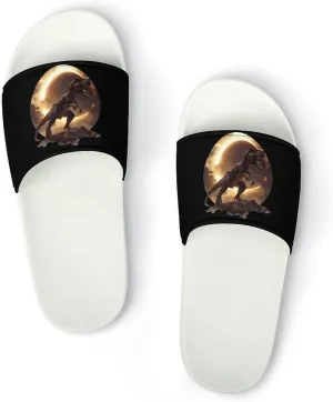 Total Solar Eclipse T-rex Women's House Sandals Non Slide Bathroom Beach Slippers for Men