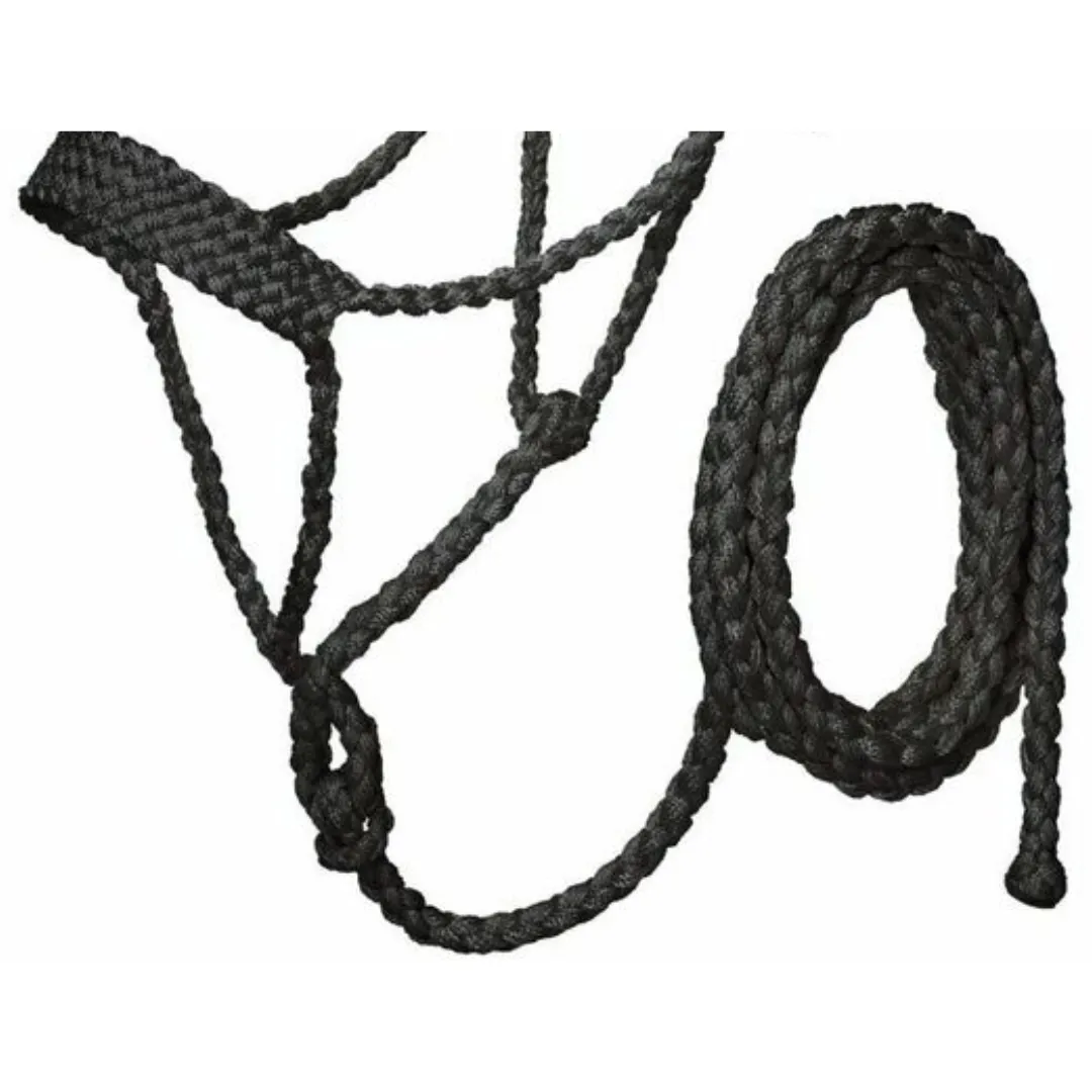 Tough 1 Black Lightweight Mule Tape Halter with 10' Lead Rope
