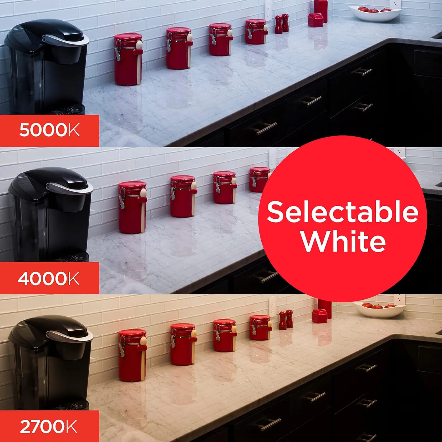 UltraPro 18 inch Hardwired Under Cabinet Lights, 3 Color Settings - 2700K/4000K/5000K - Warm White, Cool White, and Daylight, Under Cabinet Lighting, Dimmable Under Counter Lights for Kitchen, 45367