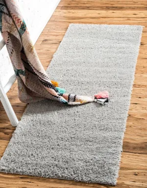 Unique Loom Studio Solid Shag Collection Urban Modern Super Soft & Plush Area Rug, 2 ft x 6 ft 7 in, Light Gray