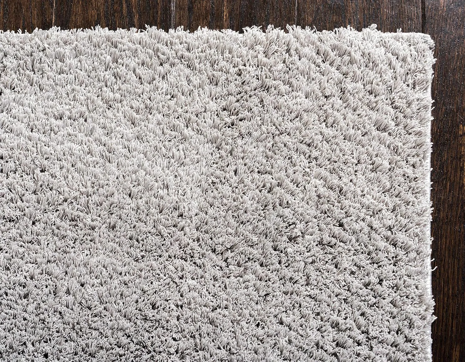 Unique Loom Studio Solid Shag Collection Urban Modern Super Soft & Plush Area Rug, 2 ft x 6 ft 7 in, Light Gray