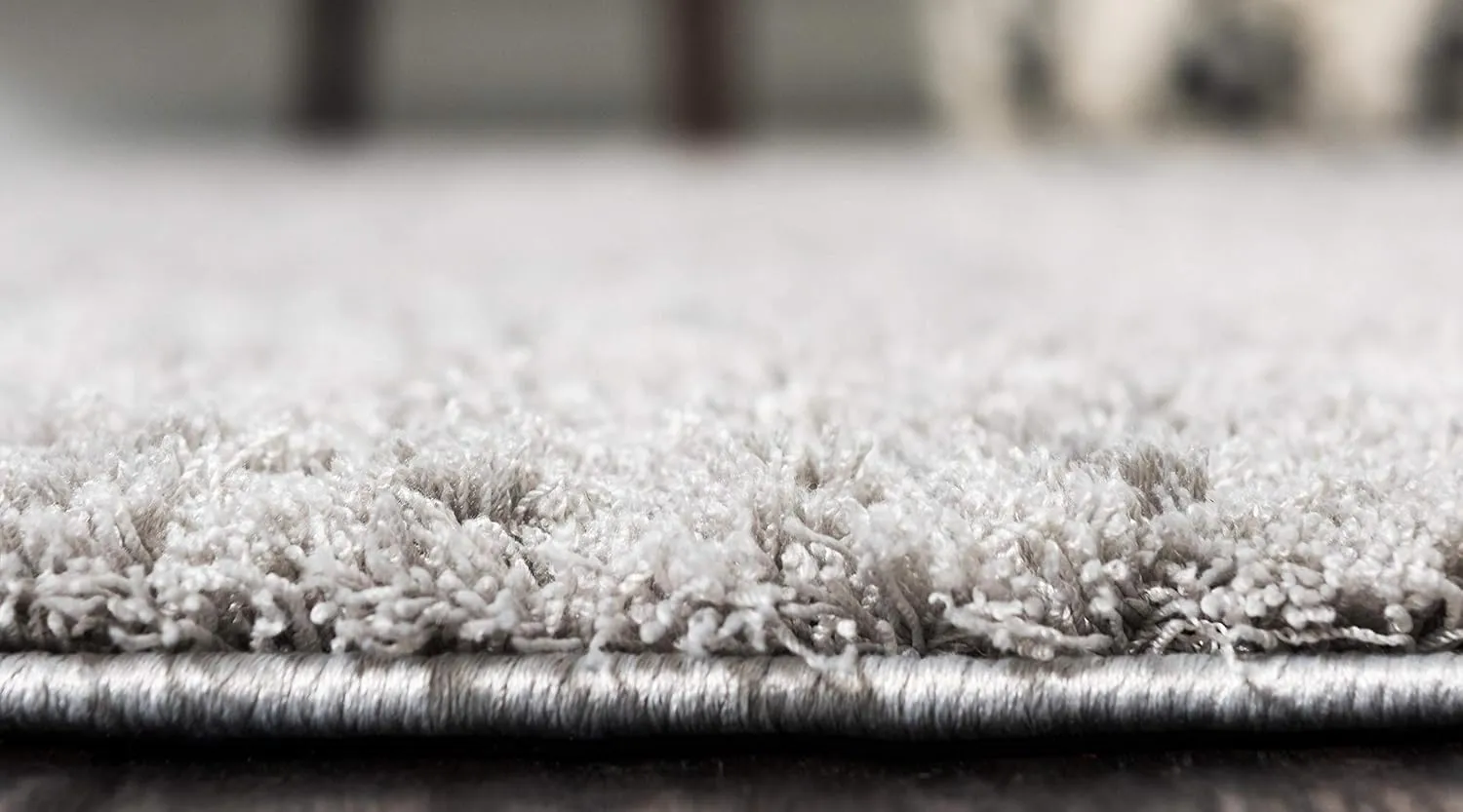Unique Loom Studio Solid Shag Collection Urban Modern Super Soft & Plush Area Rug, 2 ft x 6 ft 7 in, Light Gray