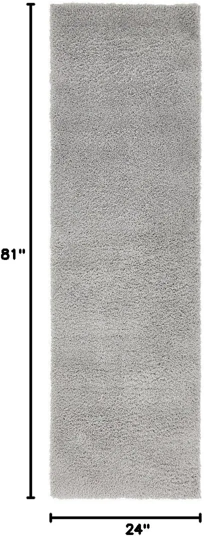 Unique Loom Studio Solid Shag Collection Urban Modern Super Soft & Plush Area Rug, 2 ft x 6 ft 7 in, Light Gray