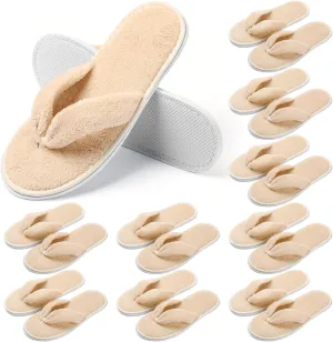 Unittype 10 Pairs Spa Slippers Flip Flops Thong Sandal Slippers Soft Coral Fleece for House Guest Hotel