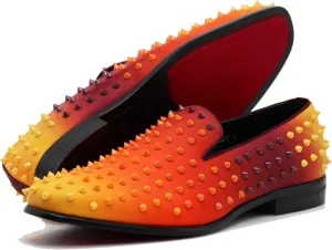 USOP Men's Fashion Spike Gradient Dress Loafers Slip On Shoes Classic Tuxedo Dress Shoes