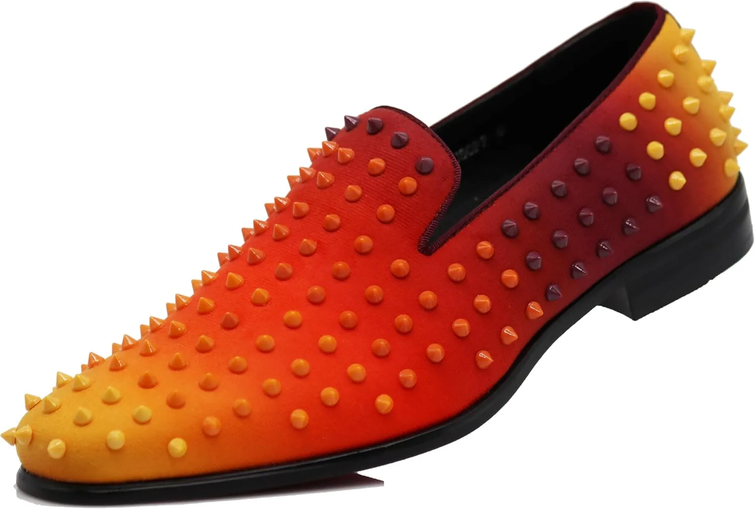 USOP Men's Fashion Spike Gradient Dress Loafers Slip On Shoes Classic Tuxedo Dress Shoes