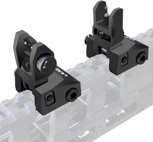 UUQ Fiber Optic Iron Sights,Flip Up Front and Rear Sites with Red&Green Dot, Tool-Free Adjustable Elevation and Windage,BUIS Backup Sight Set,Fits 20mm Picatinny/Weaver Rails