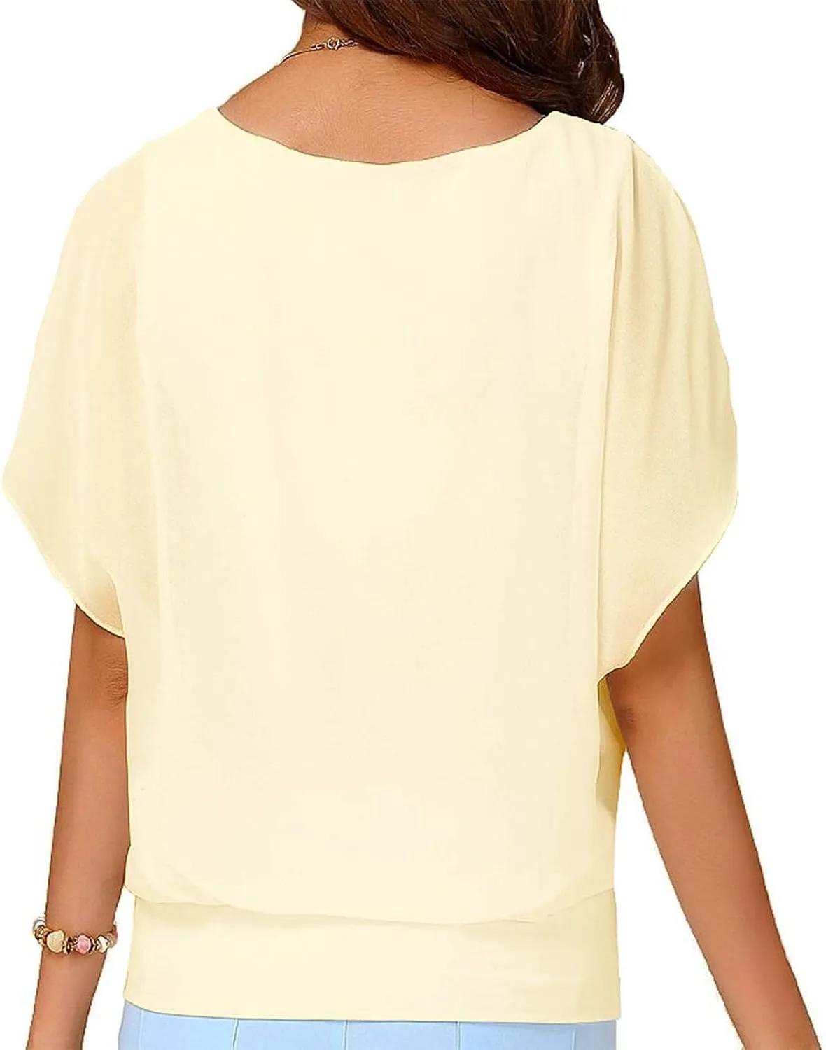 VIISHOW Women's Summer Loose Casual Short Sleeve Chiffon Top T-Shirt Blouse