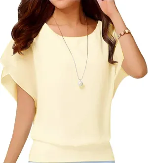 VIISHOW Women's Summer Loose Casual Short Sleeve Chiffon Top T-Shirt Blouse