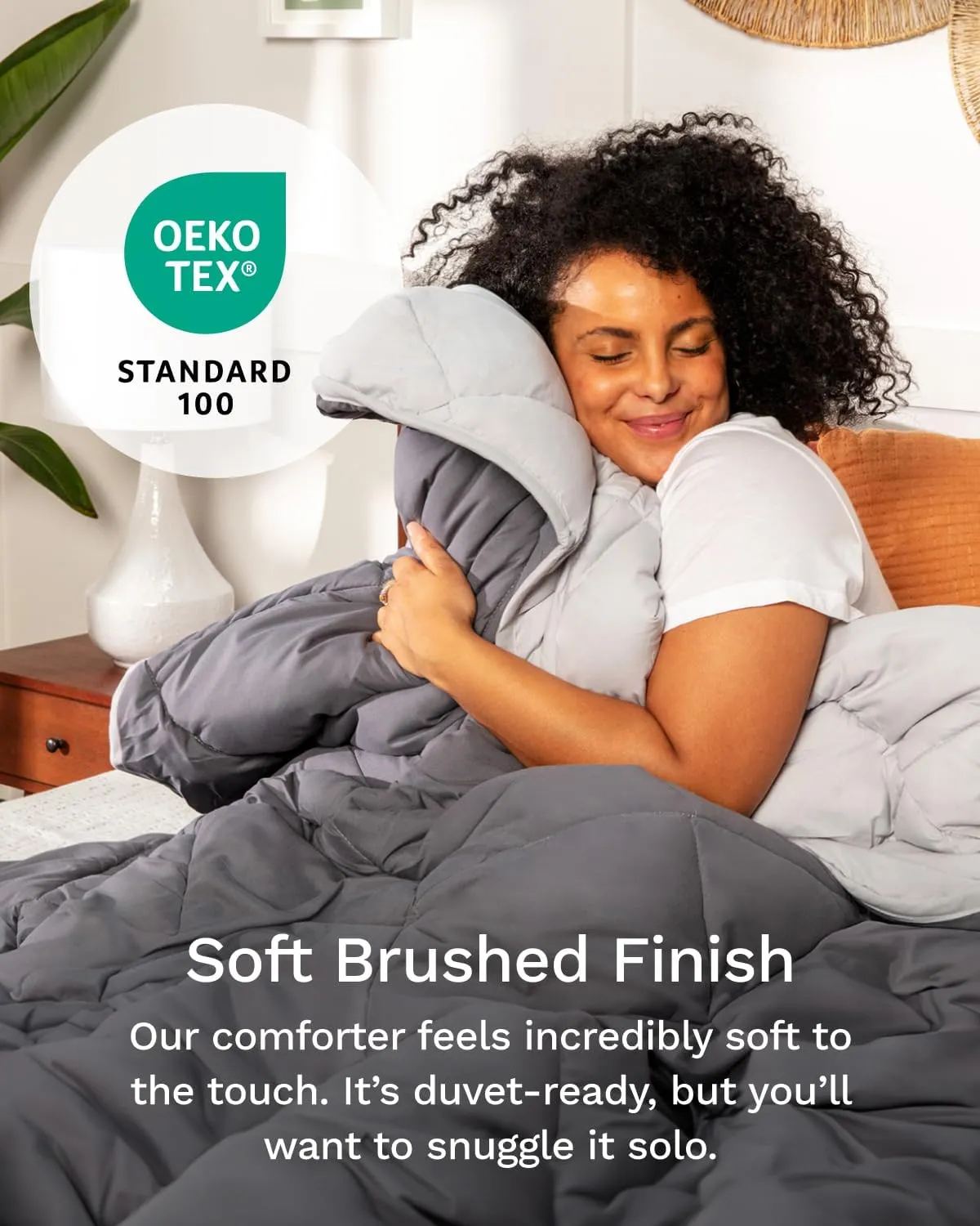 ViscoSoft Microfiber All Seasons Down Alternative Quilted Comforter - Cooling Breathable Premium Soft Reversible Microfiber Duvet Blanket, Light Gray/Dark Gray, Full