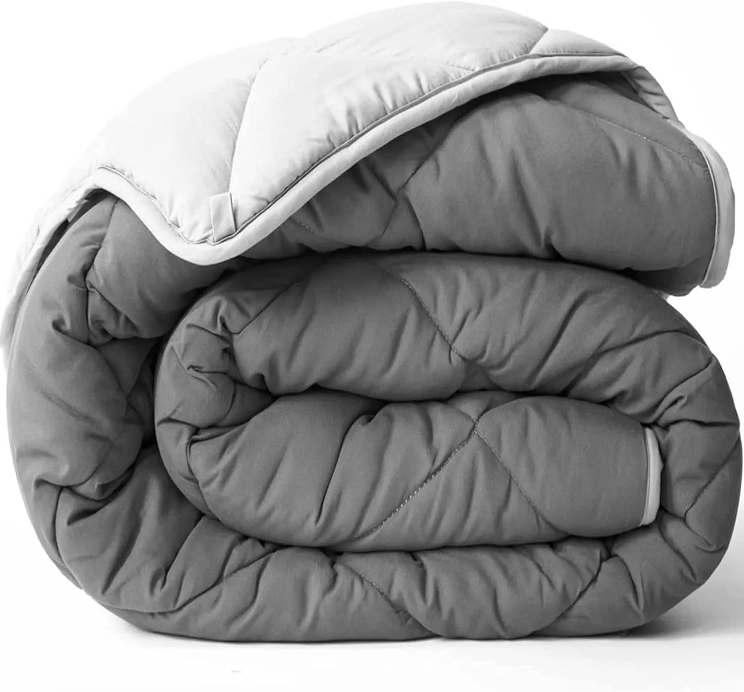 ViscoSoft Microfiber All Seasons Down Alternative Quilted Comforter - Cooling Breathable Premium Soft Reversible Microfiber Duvet Blanket, Light Gray/Dark Gray, Full