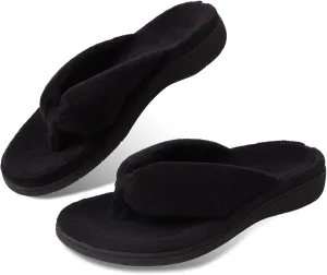 WALKFUN Women's Thong Slippers with Arch Support, Cozy House Indoor Home Flip Flops for Women