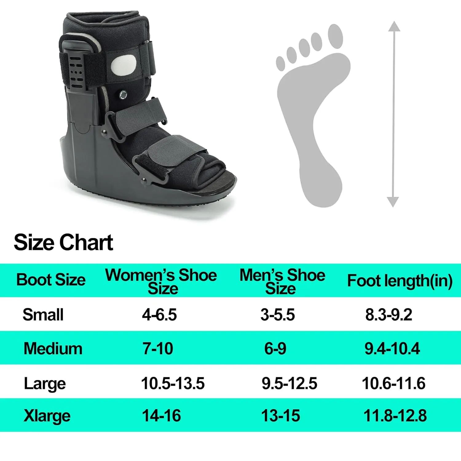 Walking Boot for Broken Foot & Injuries - Lightweight Medical Boot with Anti-Slip Sole, Adjustable Straps & Rigid Support for Ankle/Foot Recovery M