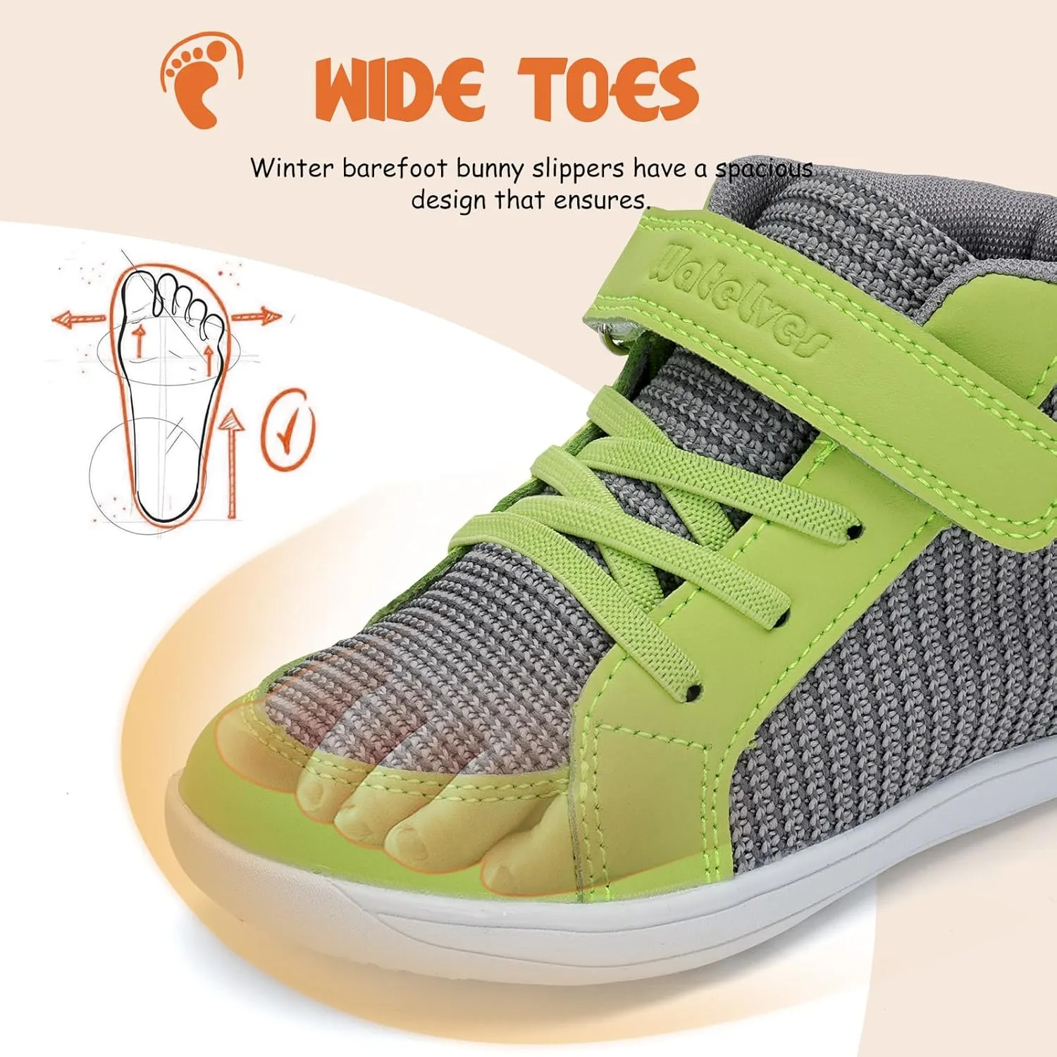 WateLves Toddler Little Kids Wide Barefoot Shoes Boys Girls Winter High Top Minimalist Sneakers Boots Walking Shoes for Indoor Outdoor | Naturally Splay | Flexible Fit
