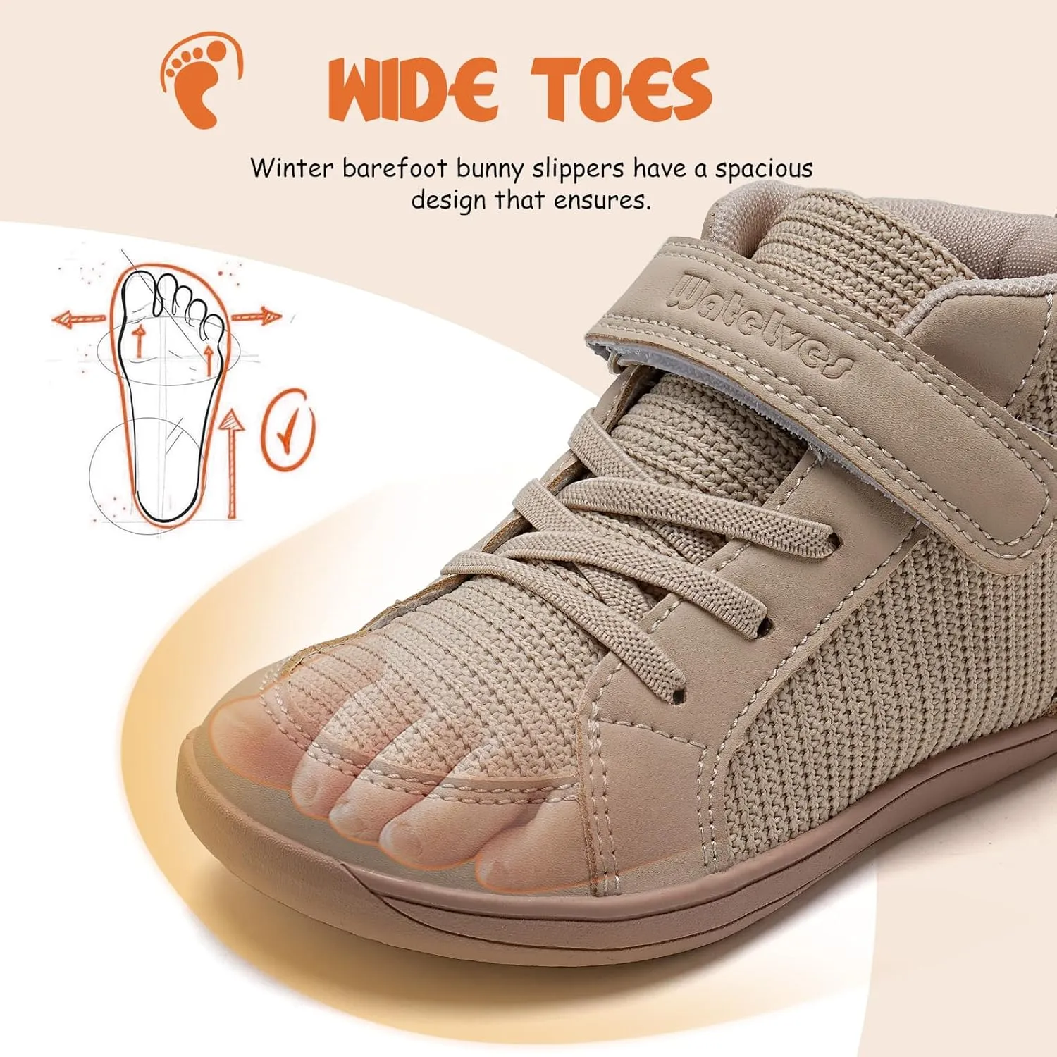 WateLves Toddler Little Kids Wide Barefoot Shoes Boys Girls Winter High Top Minimalist Sneakers Boots Walking Shoes for Indoor Outdoor | Naturally Splay | Flexible Fit