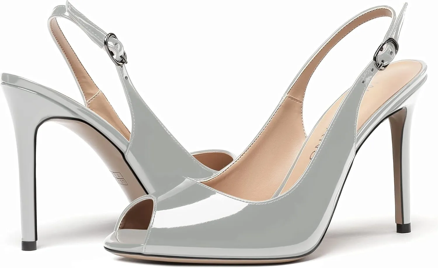 WAYDERNS Women's Slingback Patent Leather Peep Toe Ankle Strap Stiletto High Heel Pumps Wedding Dress 4 Inch
