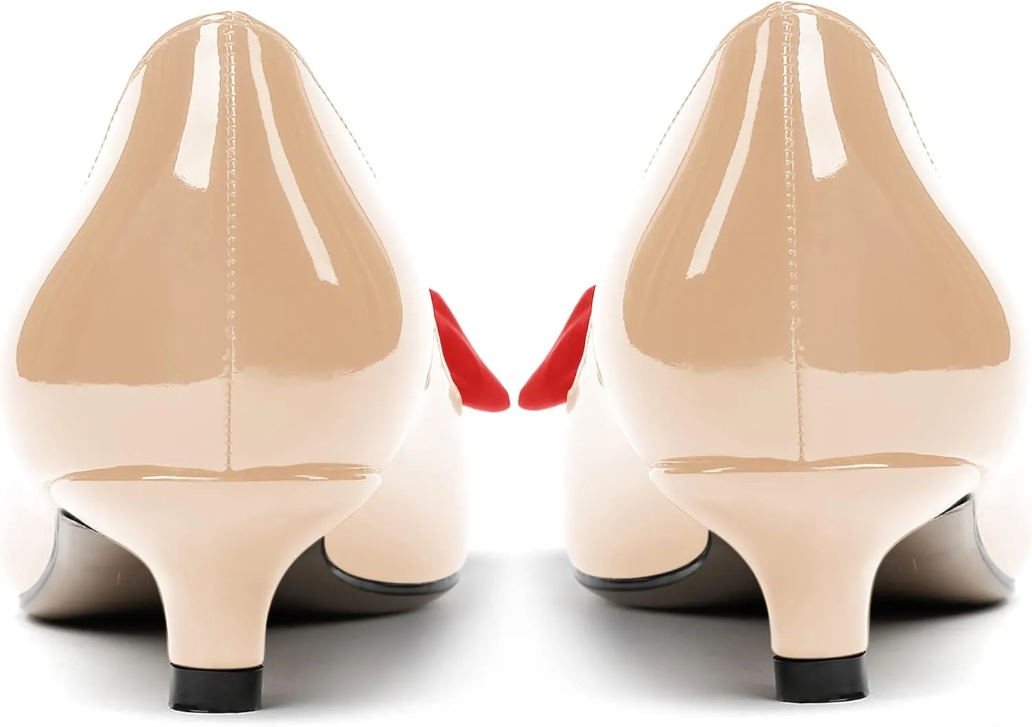 WAYDERNS Women's Slip On Patent Pointed Toe Bow Decoration Kitten Low Heel Pumps Shoes 1.5 Inch