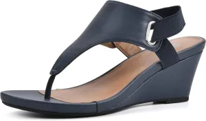 WHITE MOUNTAIN Women's All Dres Triangle Thong Sling-Back Wedge Sandal
