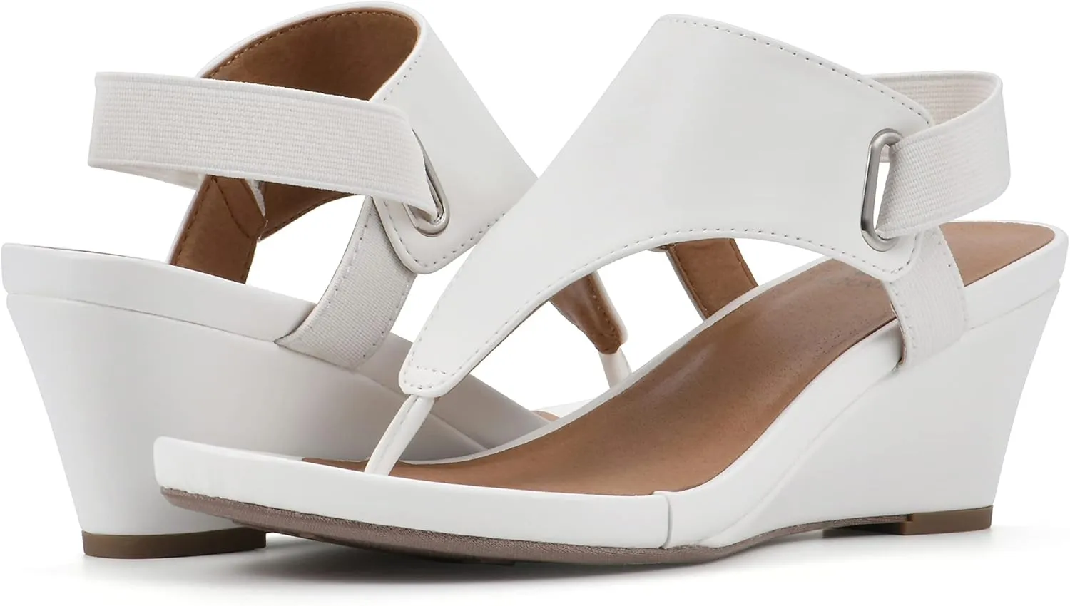 WHITE MOUNTAIN Women's All Dres Triangle Thong Sling-Back Wedge Sandal