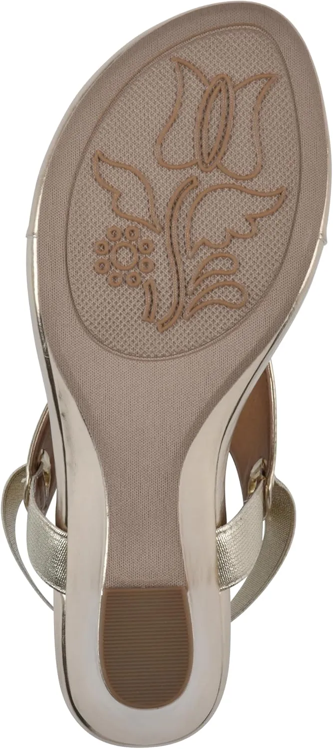 WHITE MOUNTAIN Women's All Dres Triangle Thong Sling-Back Wedge Sandal